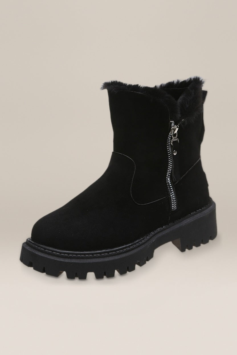 Snowboots Dames met Plateauzool – Gevoerd met Rits — Signe – Zwart – productfoto