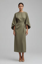 Elegante Midi-Jurk Dames | Ceintuur & Driekwart Mouwen | Paloma