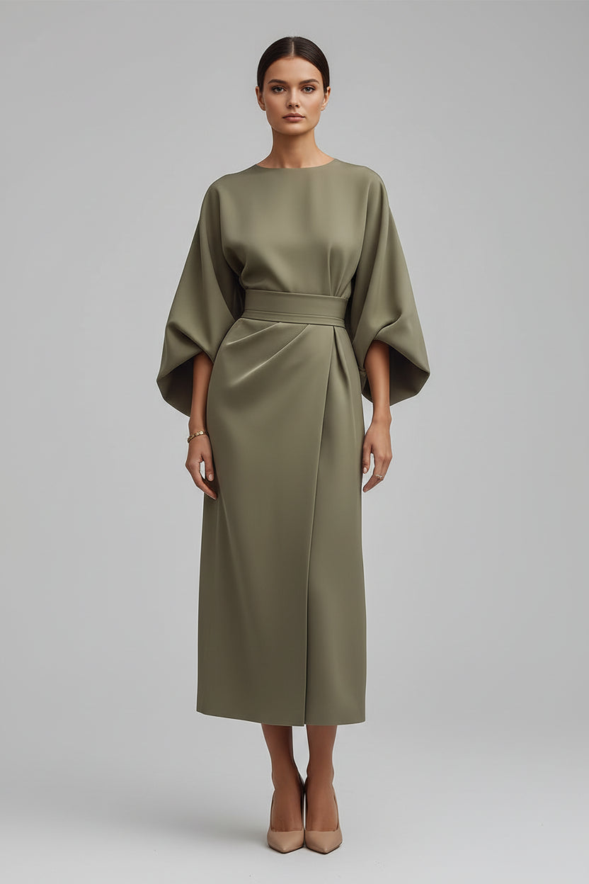 Elegante Midi-Jurk Dames | Ceintuur & Driekwart Mouwen | Paloma