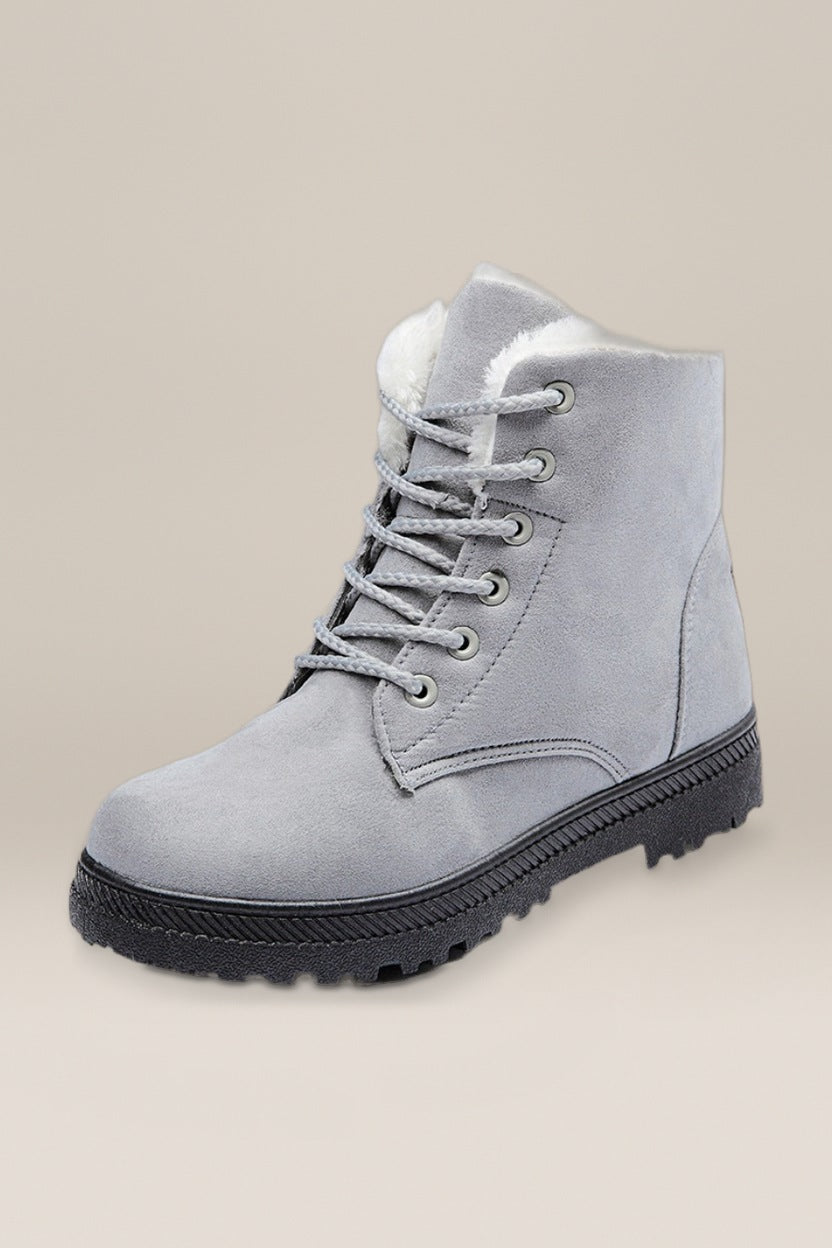 Snowboots Dames met Veters – Gevoerde Enkellaarsjes — Runa – Grijs – productfoto