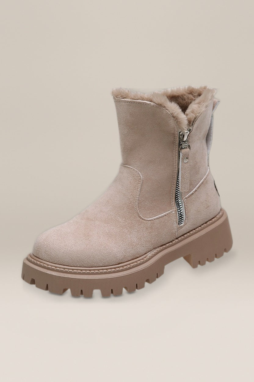 Snowboots Dames met Plateauzool – Gevoerd met Rits — Signe – Taupe – productfoto