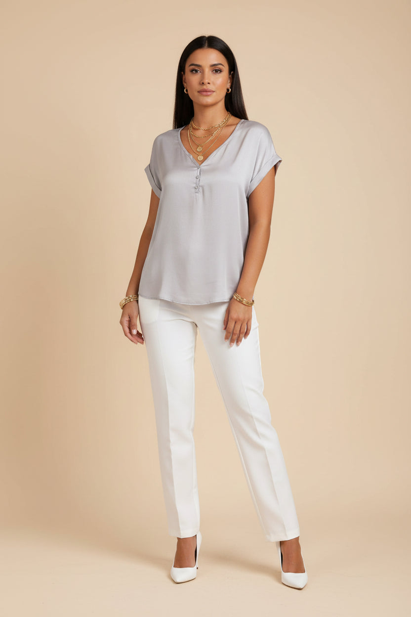 Chenille V-hals Top Dames - Dalila