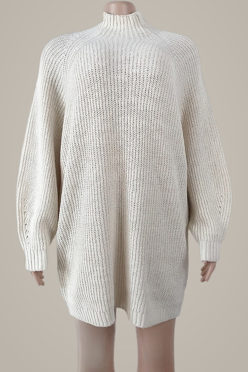 Truijurk Dames met Col – Oversized Ribgebreid — Ysolde – Beige – productfoto