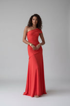 Asymmetrische Maxi Jurk met Gesmockte Tailleband Dames | Kalima
