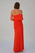 Asymmetrische Maxi Jurk met Gesmockte Tailleband Dames | Kalima