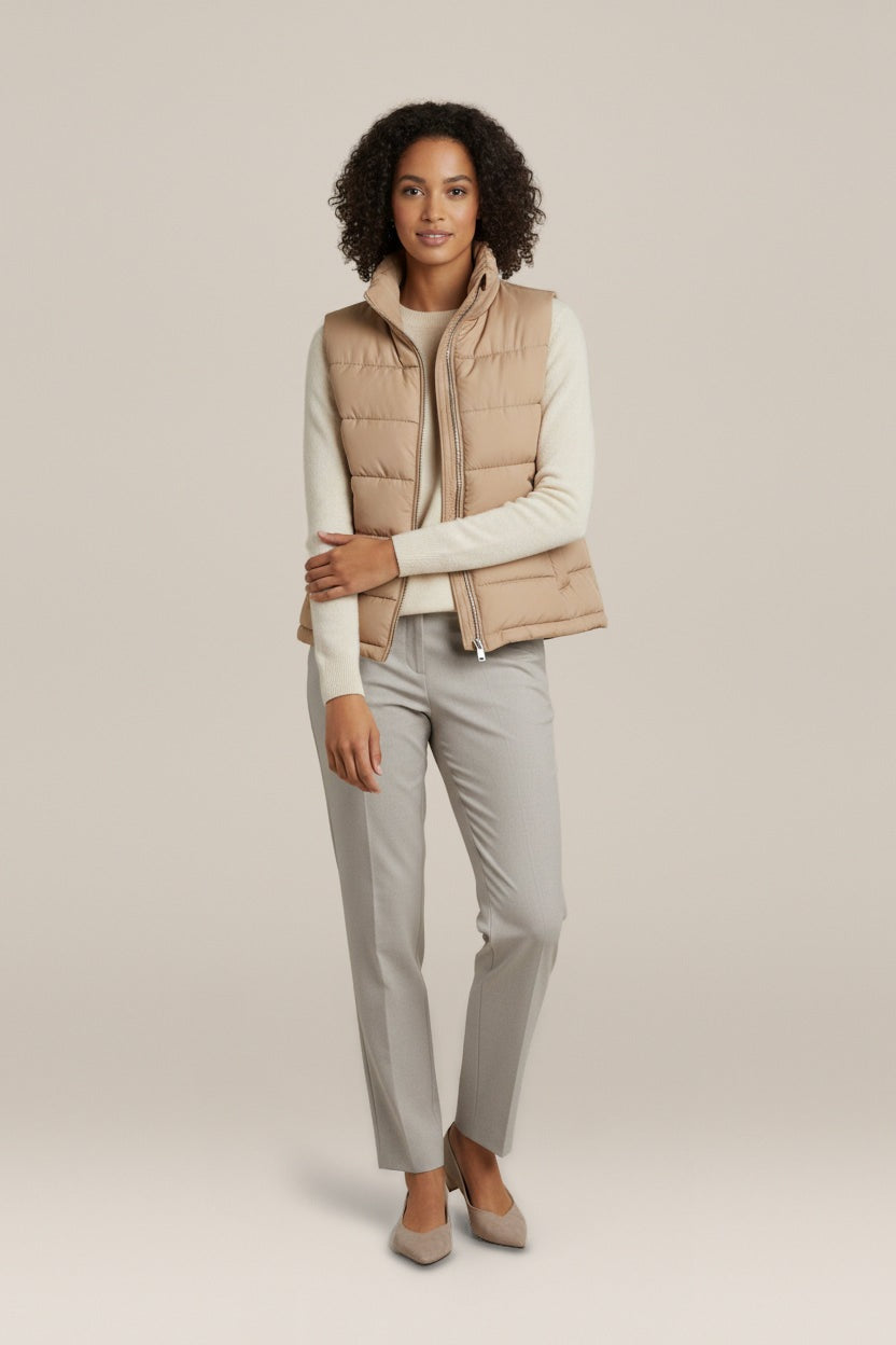 Gewatteerde Bodywarmer — Xiomara – Beige – vooraanzicht