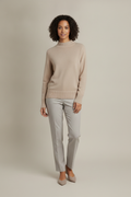 Trui Dames met Halfhoge Col – Zachte Gebreide Pullover — Selvana – Beige – vooraanzicht