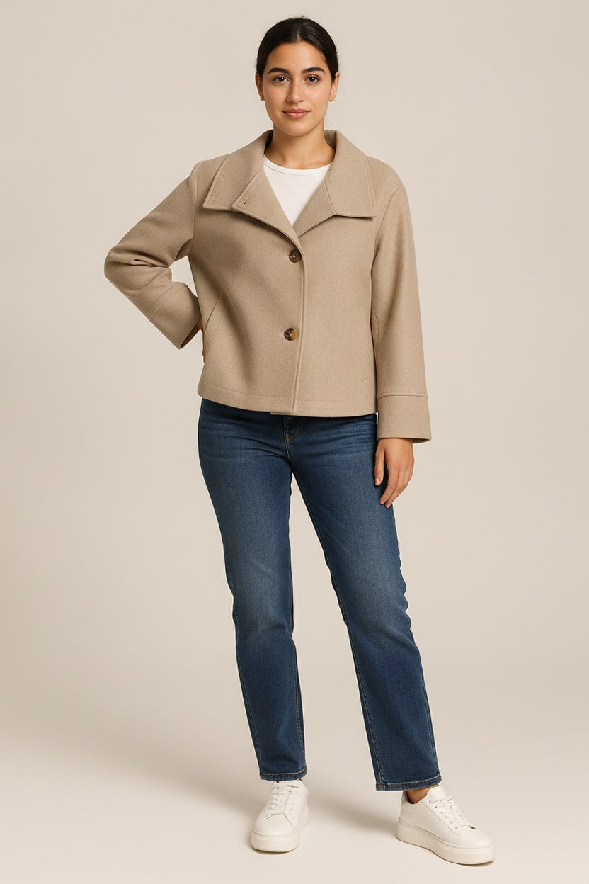 Korte Jas Dames Double Breasted beige