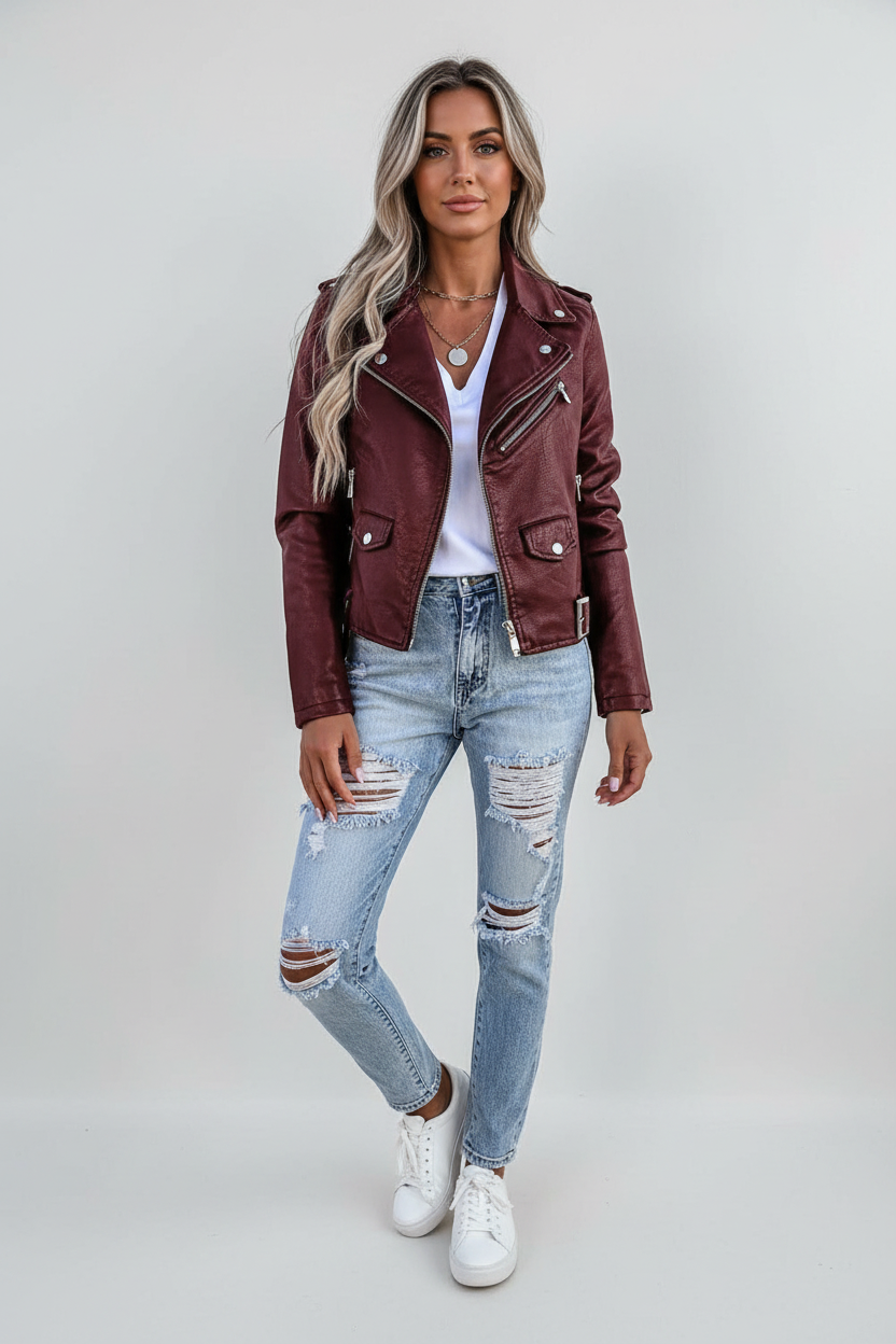 Bikerjack met Rits Dames | Slim Fit & Tijdloos | Catara