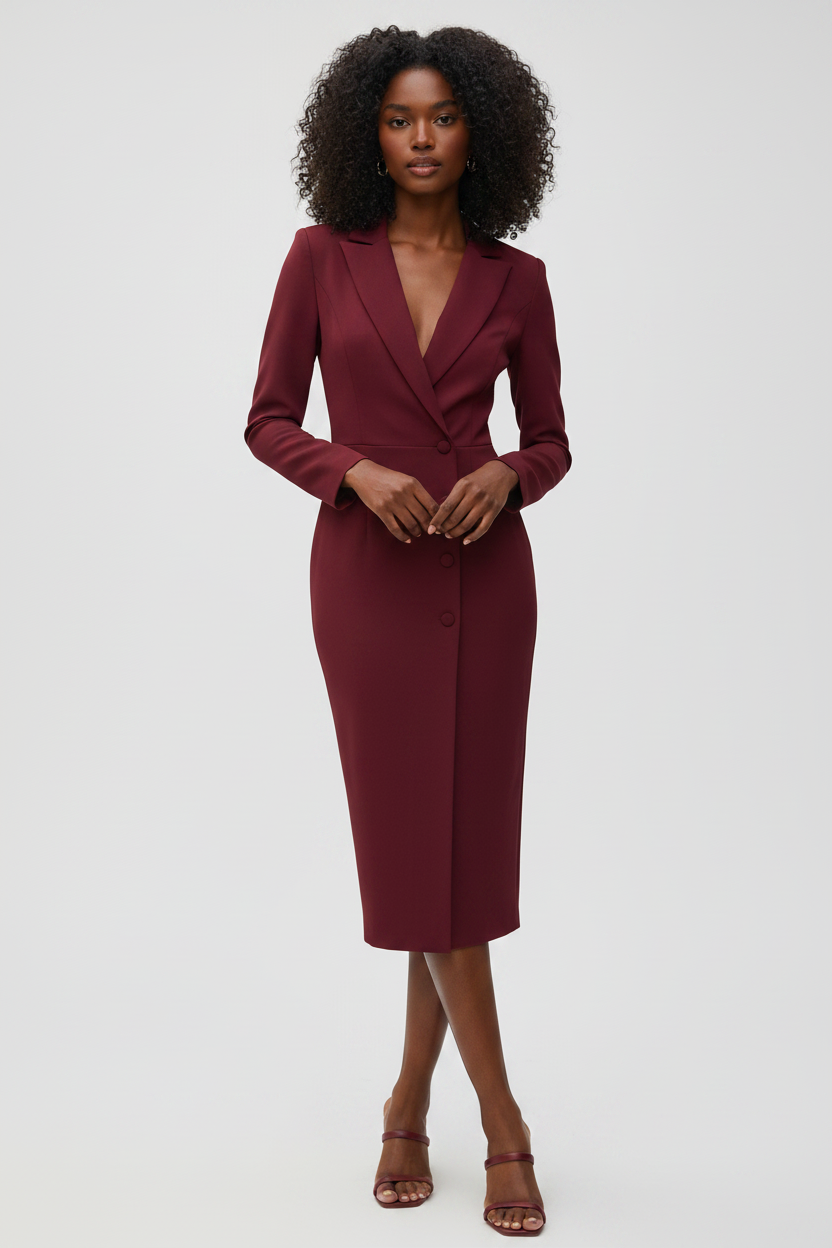 Blazer Jurk Dames Midi Getailleerd Lange Mouwen | Victoire