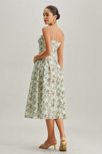 Bloemen Midi Jurk Dames Elegant Decolleté Corset | Thessaly