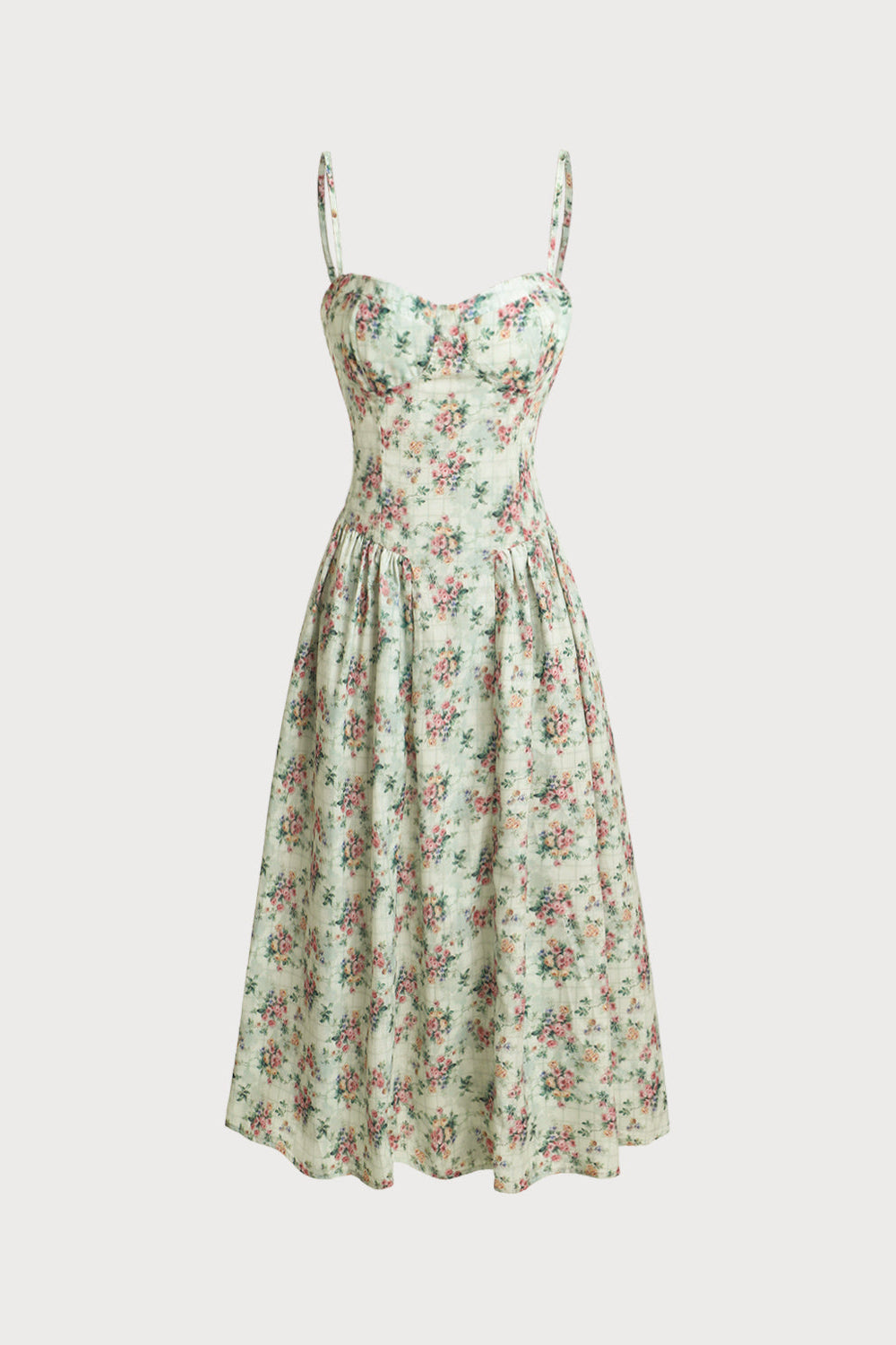 Bloemen Midi Jurk Dames Elegant Decolleté Corset | Thessaly