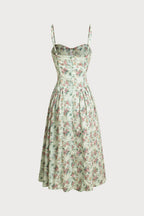 Bloemen Midi Jurk Dames Elegant Decolleté Corset | Thessaly