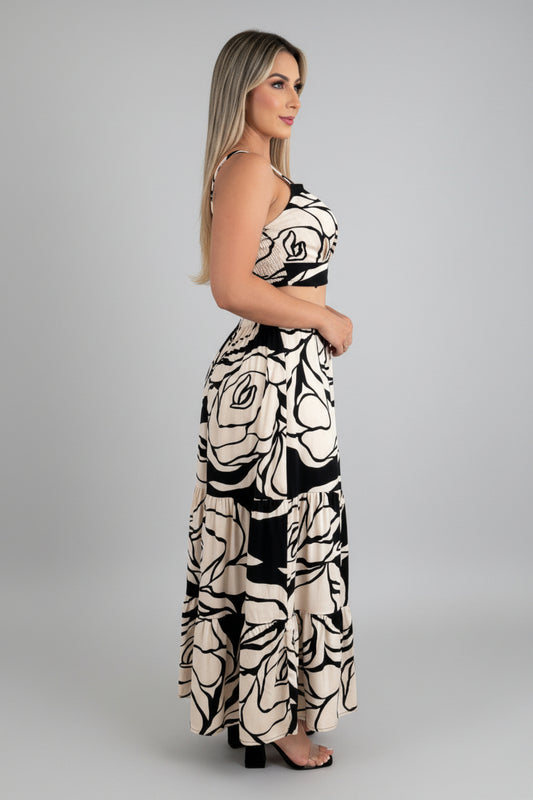 Bloemenprint Maxi Jurk Dames Zomer Open Rug | Azaline