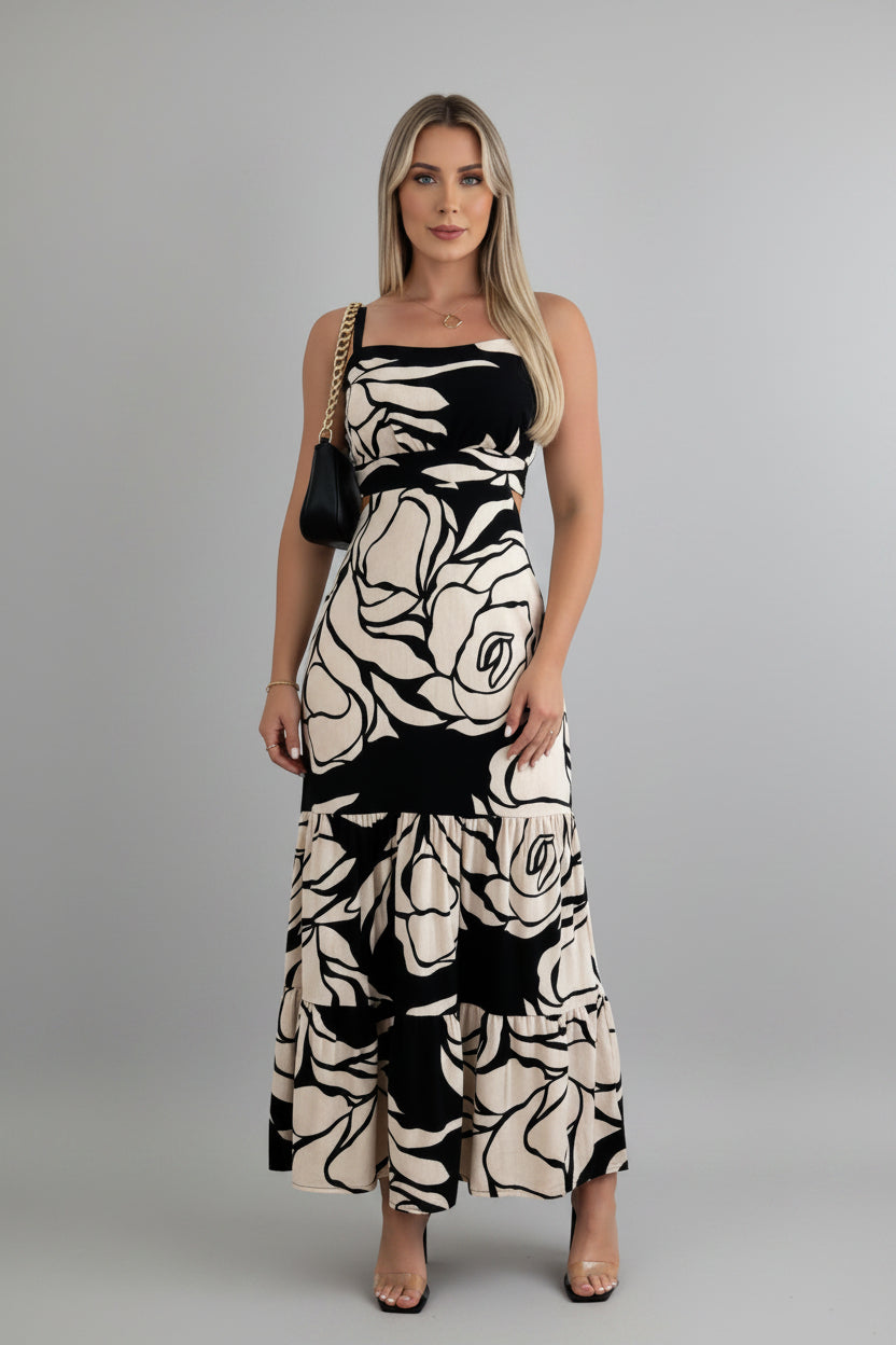 Bloemenprint Maxi Jurk Dames Zomer Open Rug | Azaline