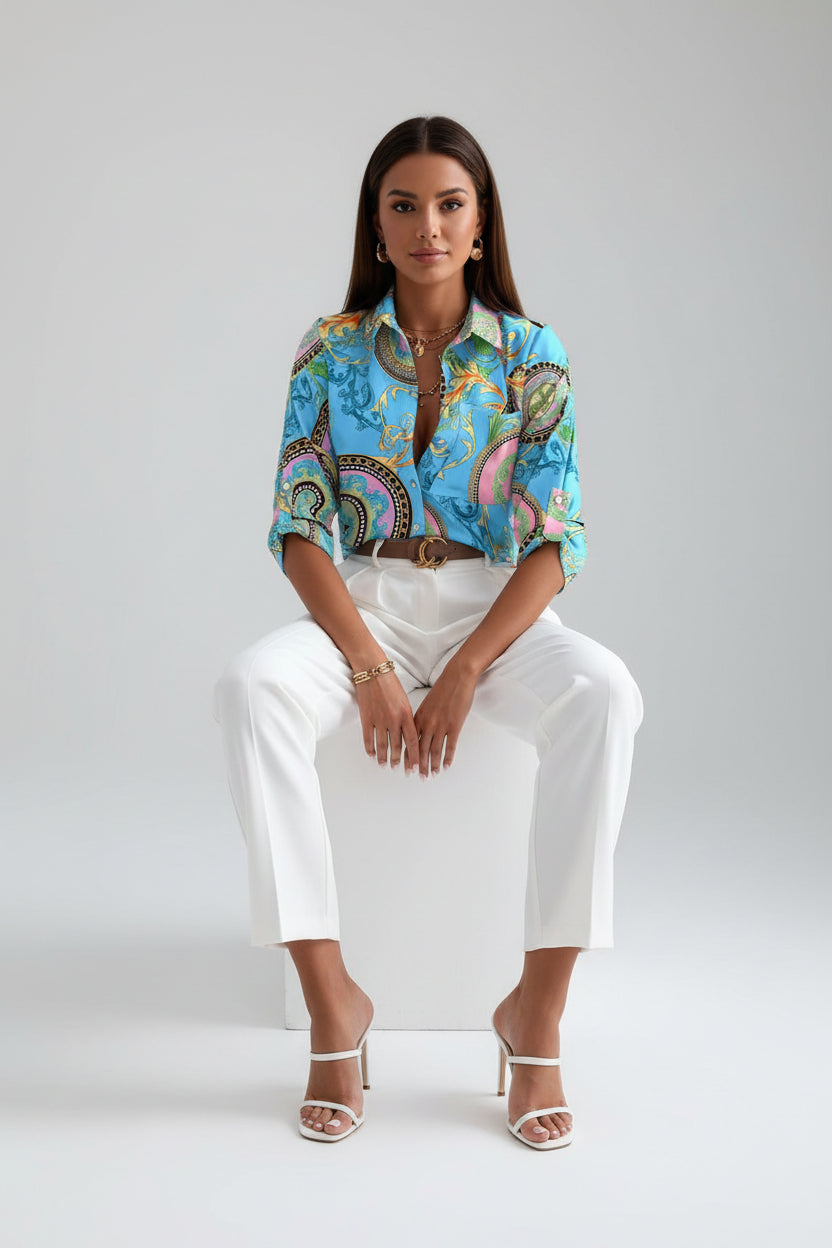 Blouse Dames met Omgeslagen Kraag Veelzijdig | Livia
