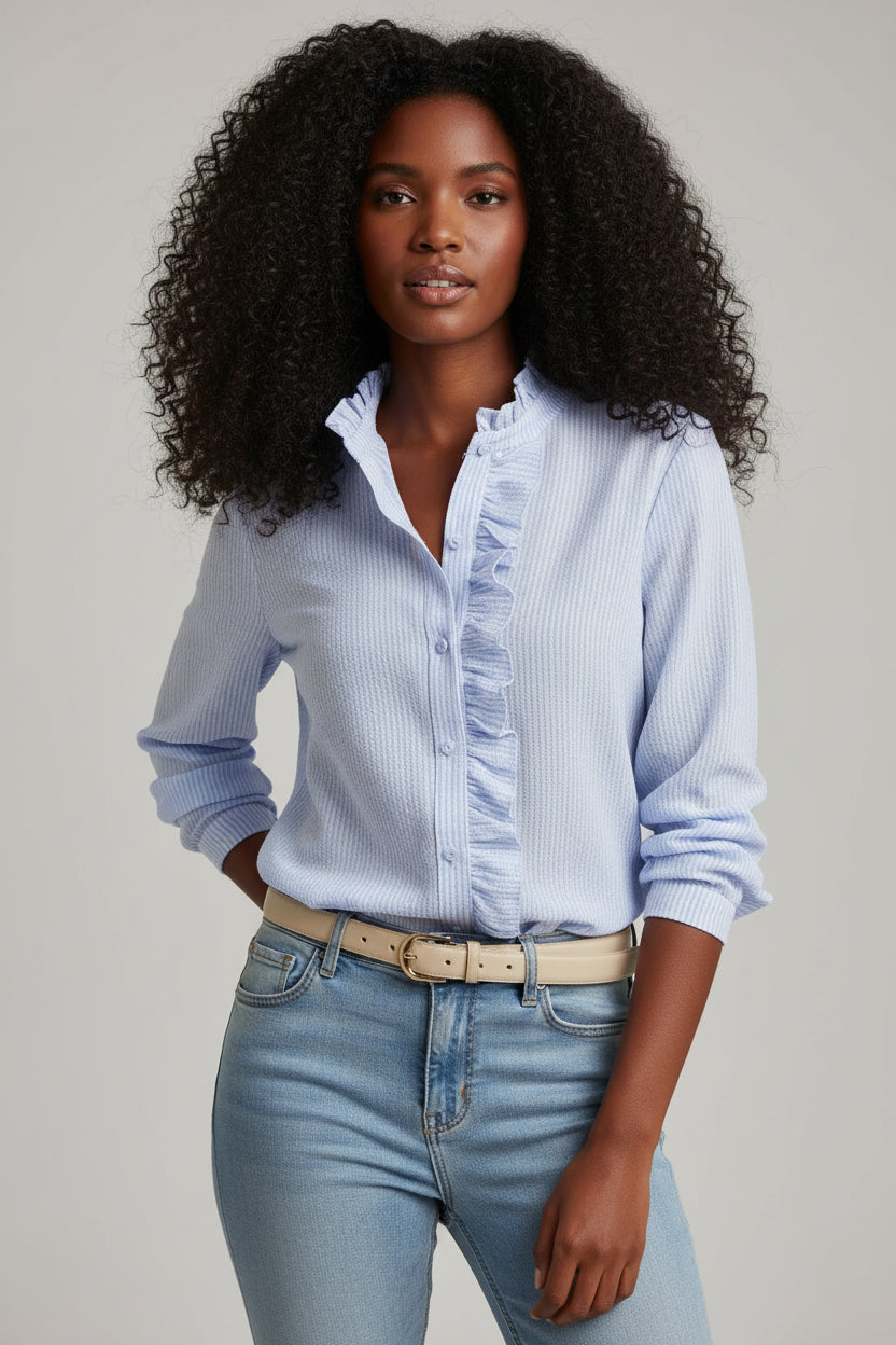 Blouse met Ruches en Lange Mouwen Dames | Elegant & Veelzijdig | Nivara