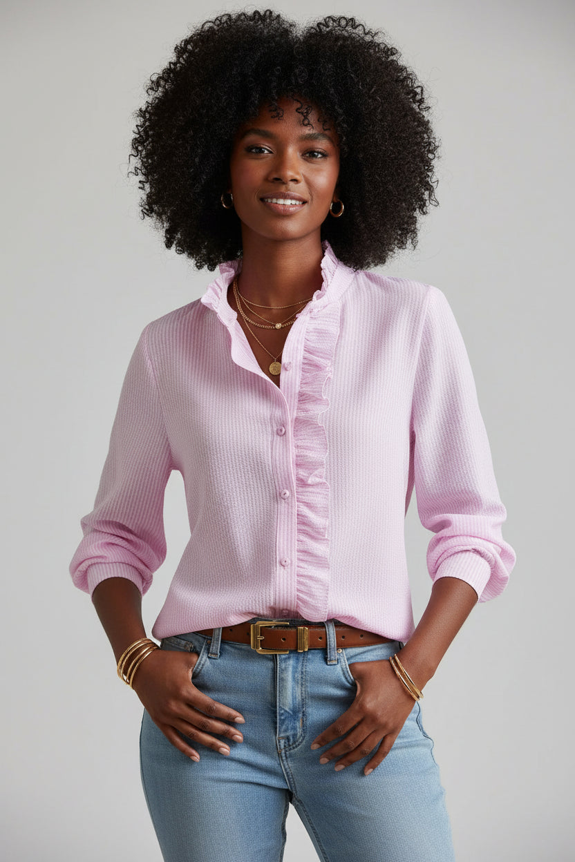 Blouse met Ruches en Lange Mouwen Dames | Elegant & Veelzijdig | Nivara