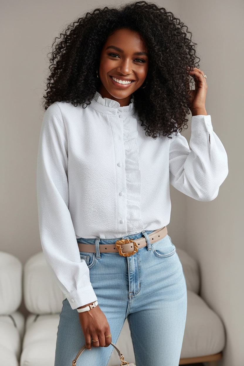 Blouse met Ruches en Lange Mouwen Dames | Elegant & Veelzijdig | Nivara