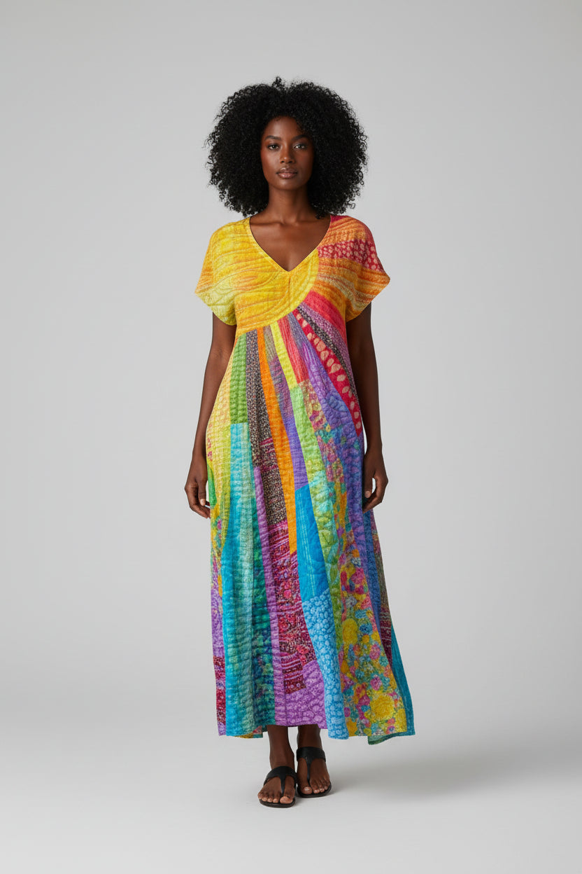 Boho Jurk Dames Elise - Zonprint en Zomerse Pasvorm