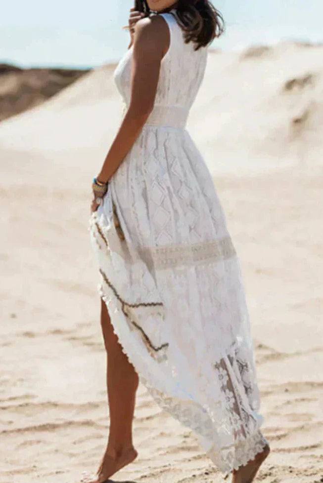 Boho Jurk Dames Elowynn - Kanten Details en V-Hals