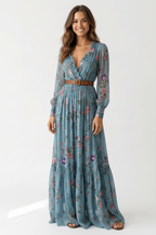 Boho Maxi Jurk Dames Gelaagde Rok Lange Mouwen | Bohème