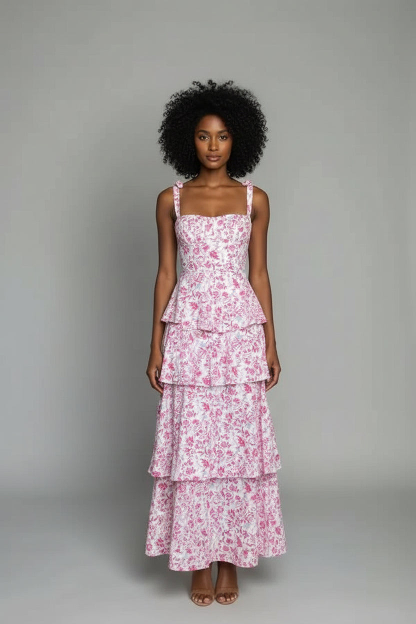 Boho Maxi Jurk met Gelaagde Rok Dames | Vrouwelijk & Elegant | Denise