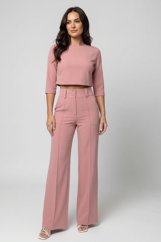 Broekset met Cropped Top en Tailleband voor Dames | Stijlvol | Valentijn