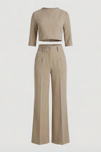 Broekset met Cropped Top en Tailleband voor Dames | Stijlvol | Valentijn