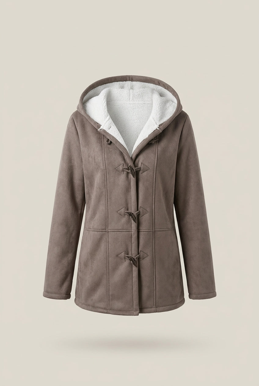 Suèdelook Jas met Capuchon en Teddyvoering — Nienke – productfoto zonder model
