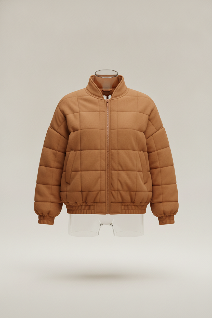 Oversized Gewatteerd Bomberjack — Amara – Bruin – productfoto