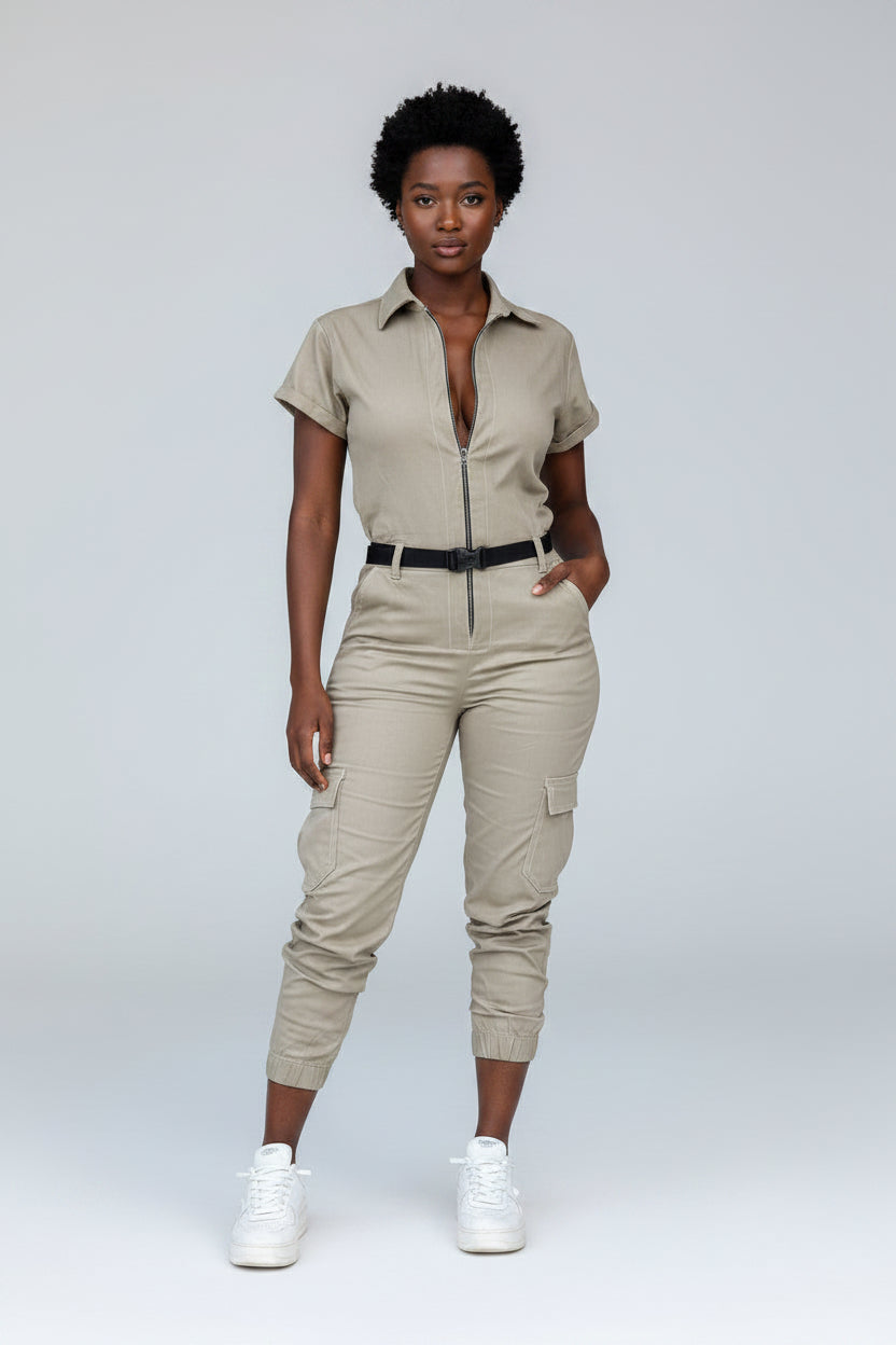 Cargo Jumpsuit Dames met Riem Casual Strak | Roxane