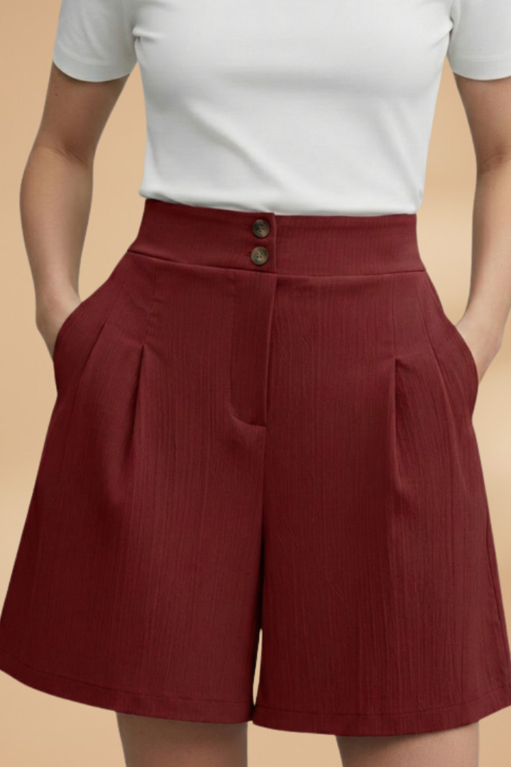 Casual Short met Knopenrij voor Dames | Zakken & Riemlusjes | Stephanie