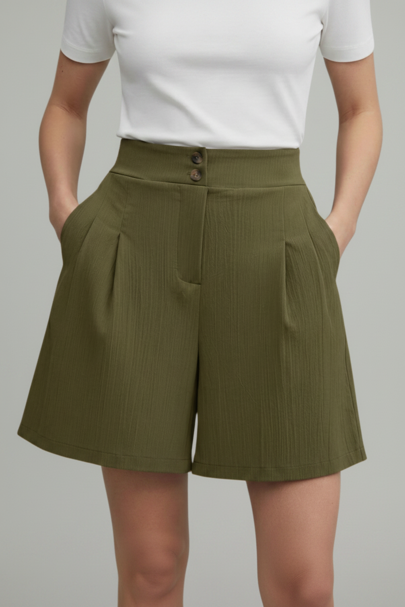 Casual Short met Knopenrij voor Dames | Zakken & Riemlusjes | Stephanie