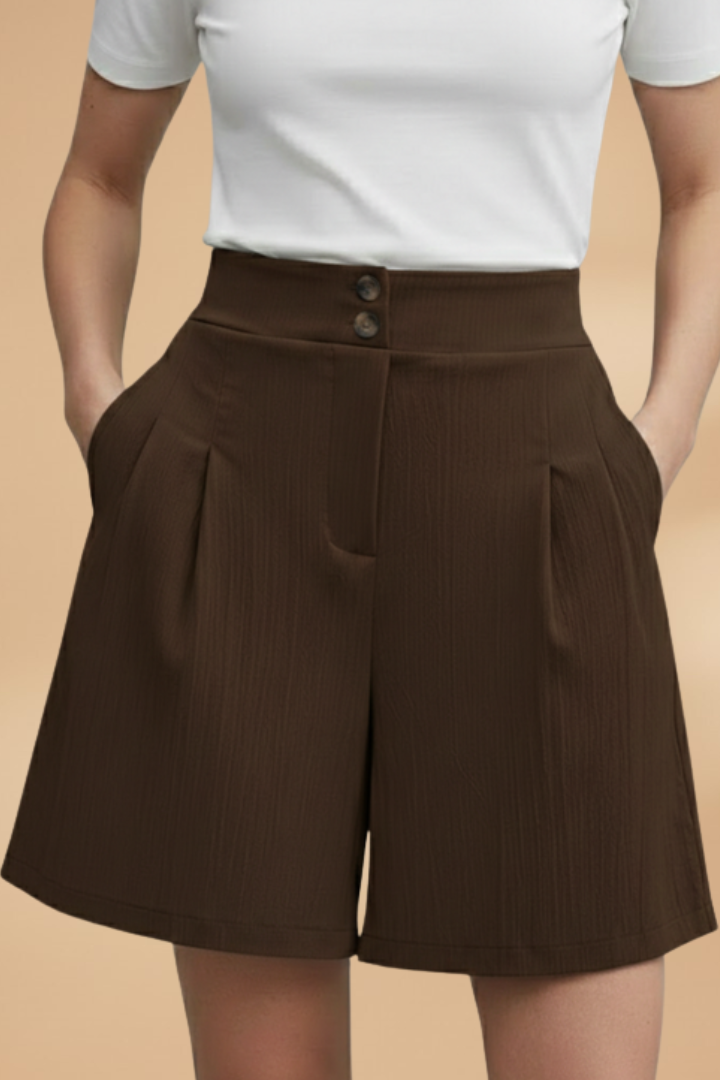 Casual Short met Knopenrij voor Dames | Zakken & Riemlusjes | Stephanie
