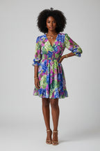 Chiffon Bloemenprint Jurk Dames Lange Mouw Zomer | Violette