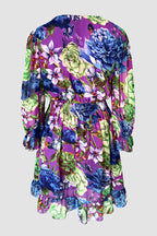 Chiffon Bloemenprint Jurk Dames Lange Mouw Zomer | Violette