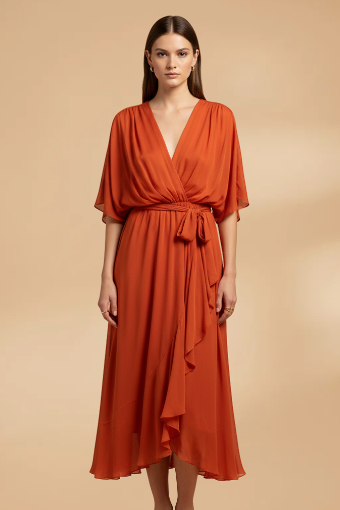 Chiffon Maxi Jurk met V-hals voor Dames | Vloeiend & Lichtgewicht | Mexi