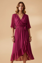 Chiffon Maxi Jurk met V-hals voor Dames | Vloeiend & Lichtgewicht | Mexi