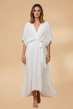 Chiffon Maxi Jurk met V-hals voor Dames | Vloeiend & Lichtgewicht | Mexi