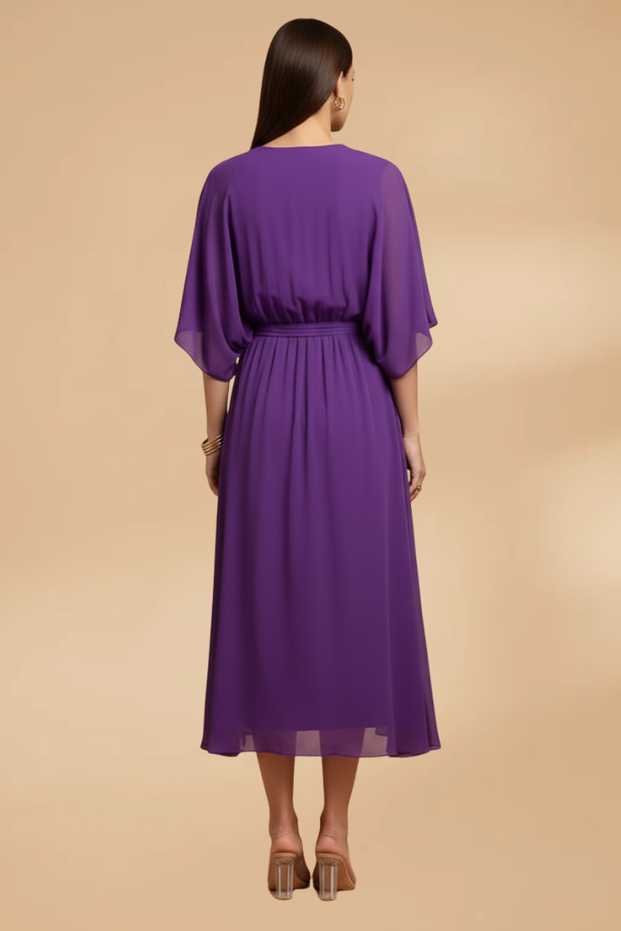Chiffon Maxi Jurk met V-hals voor Dames | Vloeiend & Lichtgewicht | Mexi