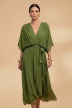 Chiffon Maxi Jurk met V-hals voor Dames | Vloeiend & Lichtgewicht | Mexi