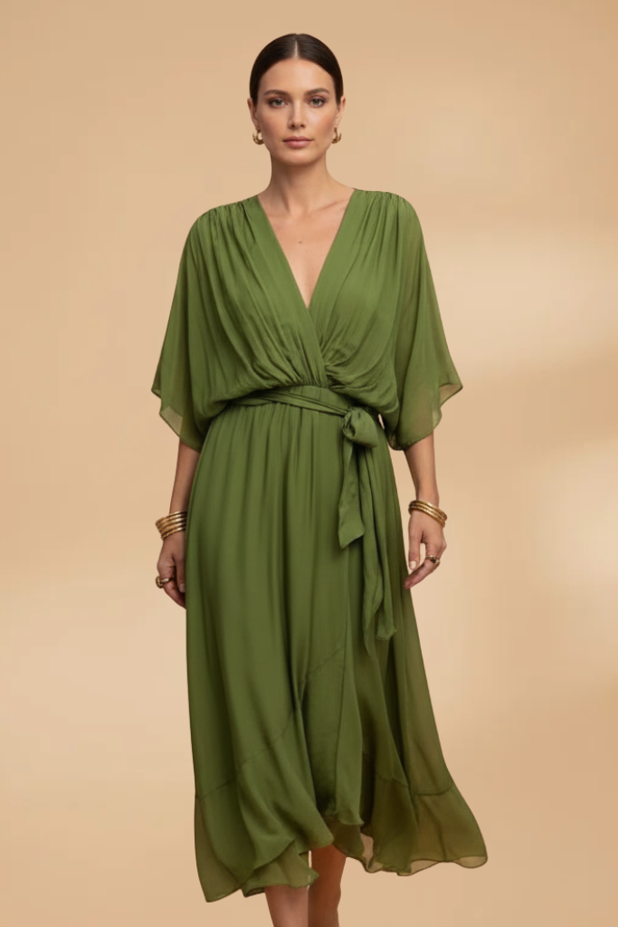 Chiffon Maxi Jurk met V-hals voor Dames | Vloeiend & Lichtgewicht | Mexi