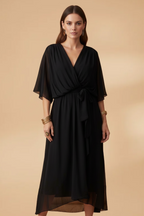 Chiffon Maxi Jurk met V-hals voor Dames | Vloeiend & Lichtgewicht | Mexi