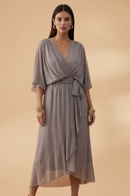 Chiffon Maxi Jurk met V-hals voor Dames | Vloeiend & Lichtgewicht | Mexi