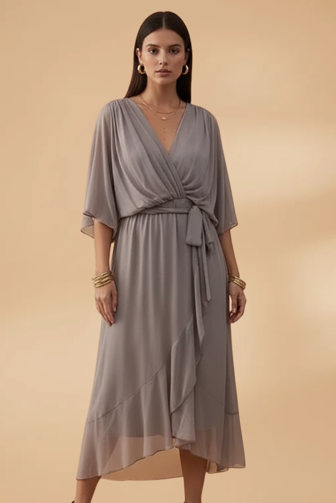 Chiffon Maxi Jurk met V-hals voor Dames | Vloeiend & Lichtgewicht | Mexi