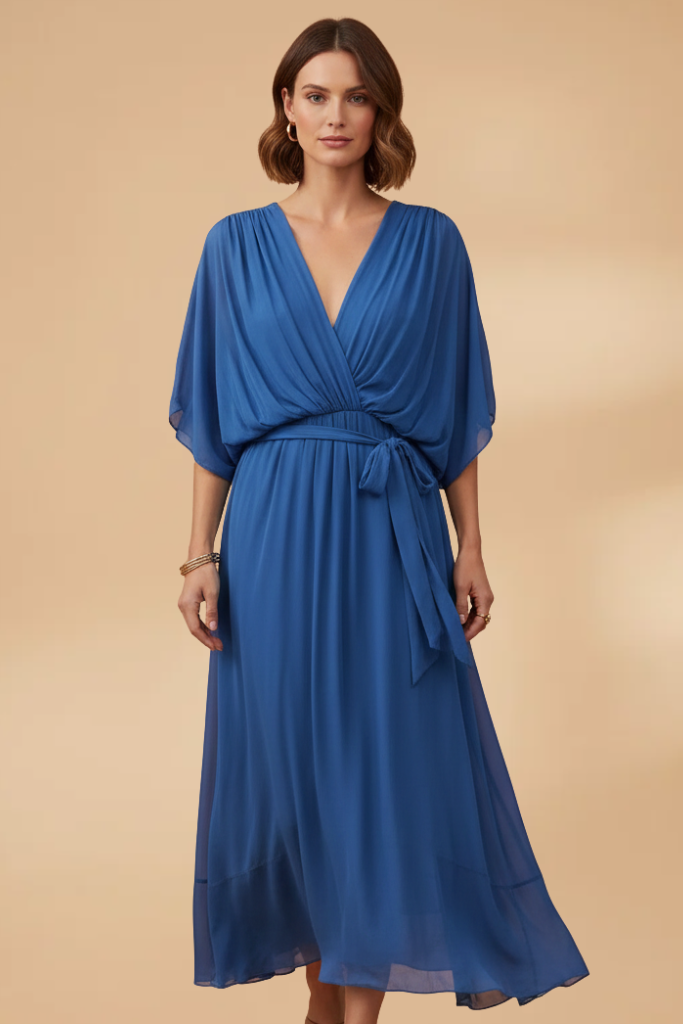 Chiffon Maxi Jurk met V-hals voor Dames | Vloeiend & Lichtgewicht | Mexi