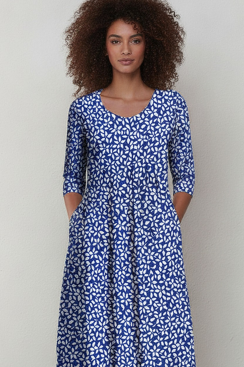 Zomerjurk met Bloemenprint en Driekwart Mouwen | Bloemen detail | Ninon