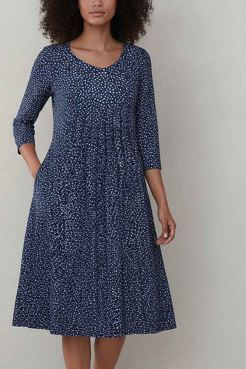 Zomerjurk met Bloemenprint en Driekwart Mouwen | Stippen detail | Ninon
