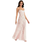 Corset Maxi Jurk van Organza Jacquard met Vetersluiting Dames | Yara